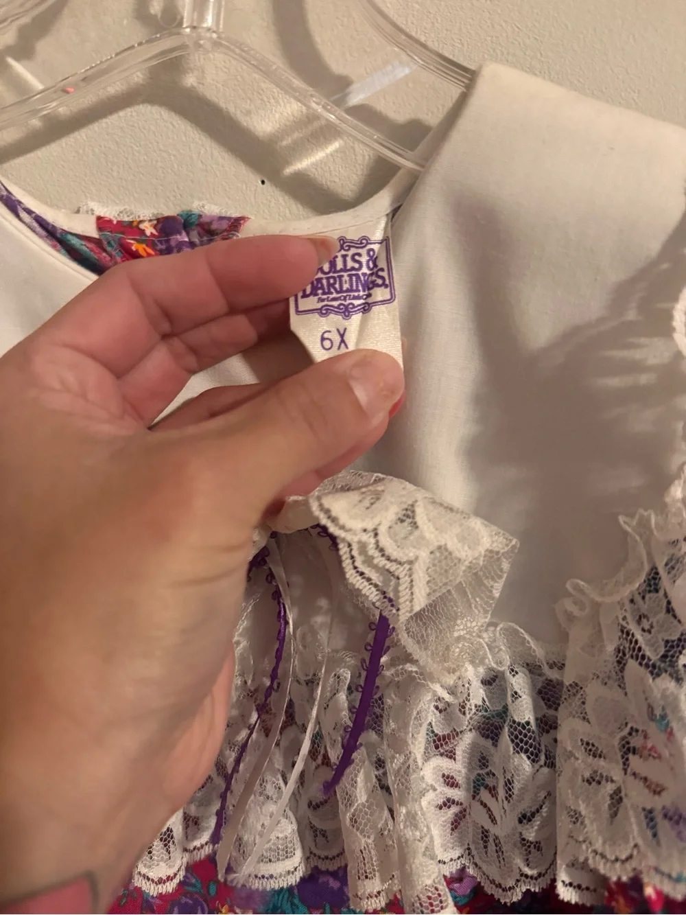 Girls Dolls&darlings Purple Floral Lace-Trim Dress